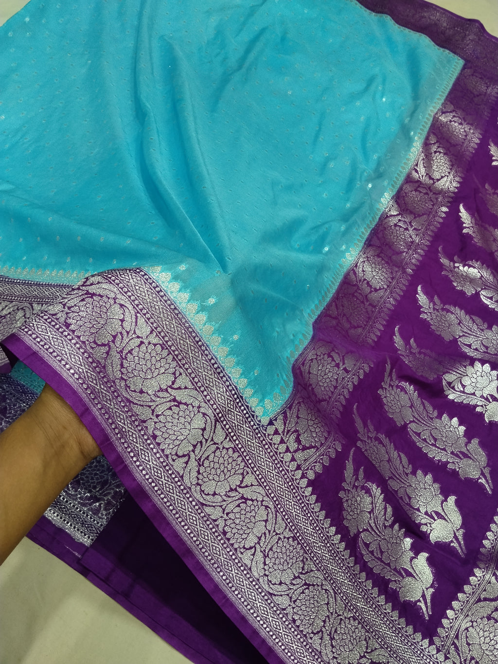 Pink Colour Banarasi Khaddi Georgette Saree Small Buti