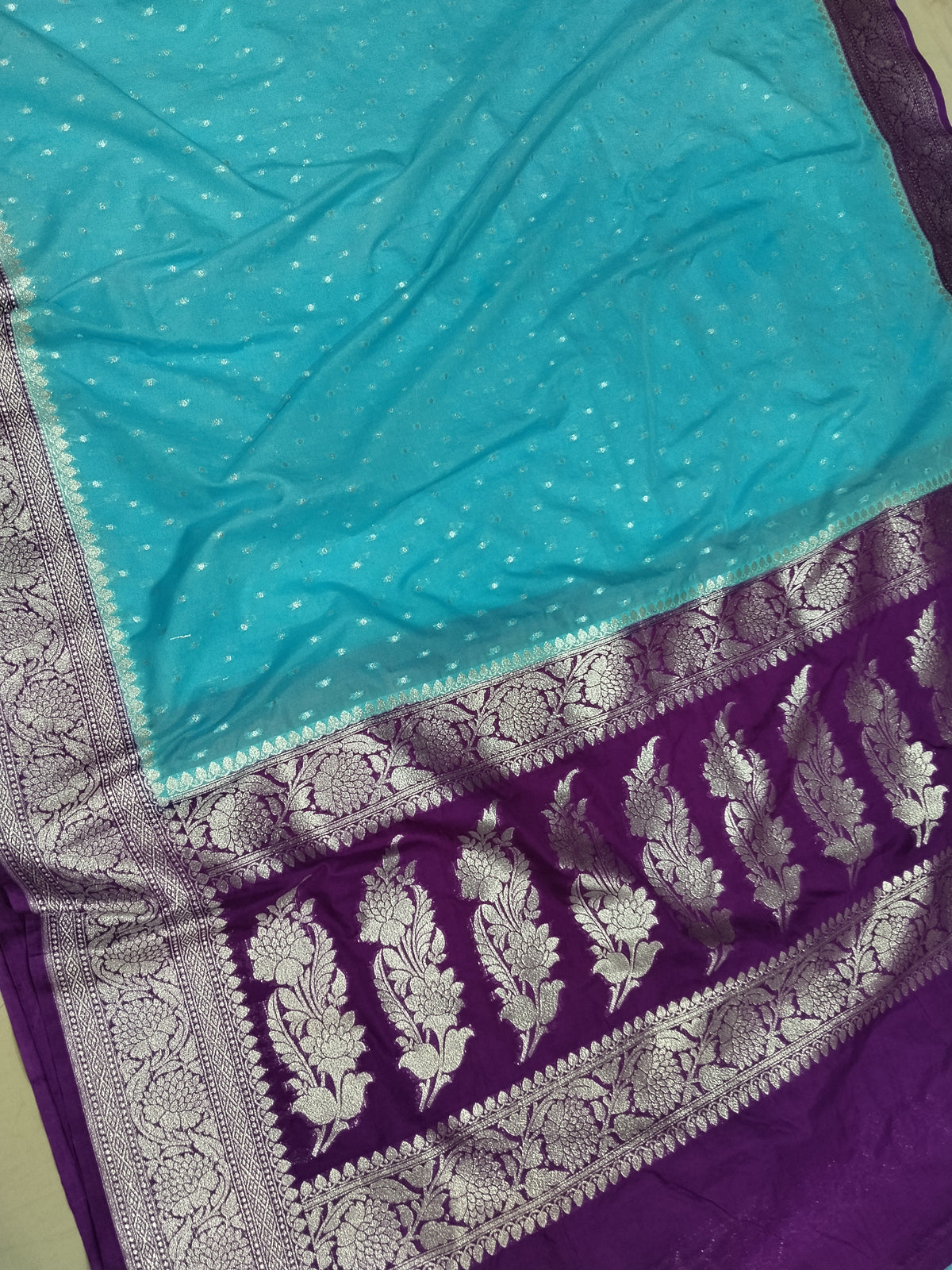 Pink Colour Banarasi Khaddi Georgette Saree Small Buti