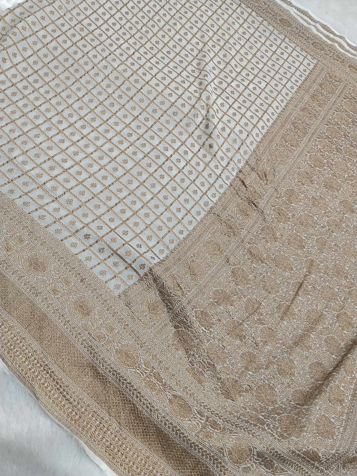 Premium Handloom Pure Banarasi Khaddi Georgette Saree Antique Zari