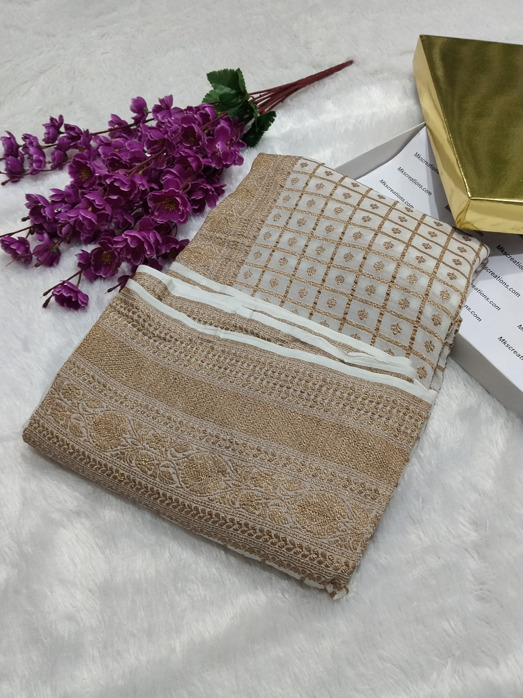 Premium Handloom Pure Banarasi Khaddi Georgette Saree Antique Zari