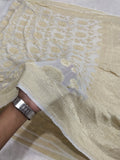 Cream Colour Handloom Pure Banarasi Khaddi Georgette Saree Flower Design Water Zari