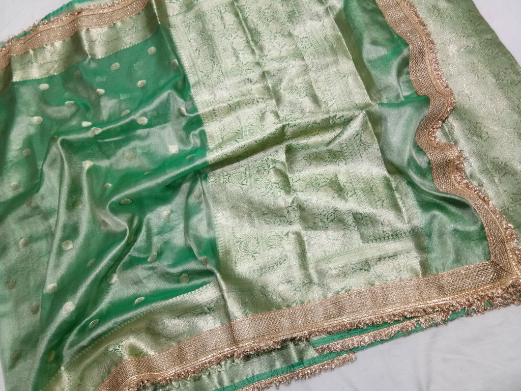 Sea Green Colour Tissue Saree With Gota Patti Work