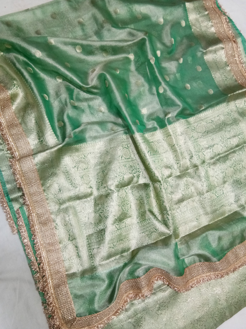 Sea Green Colour Tissue Saree With Gota Patti Work