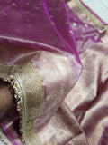 Pink Colour Tissue Saree With Gota Patti Work