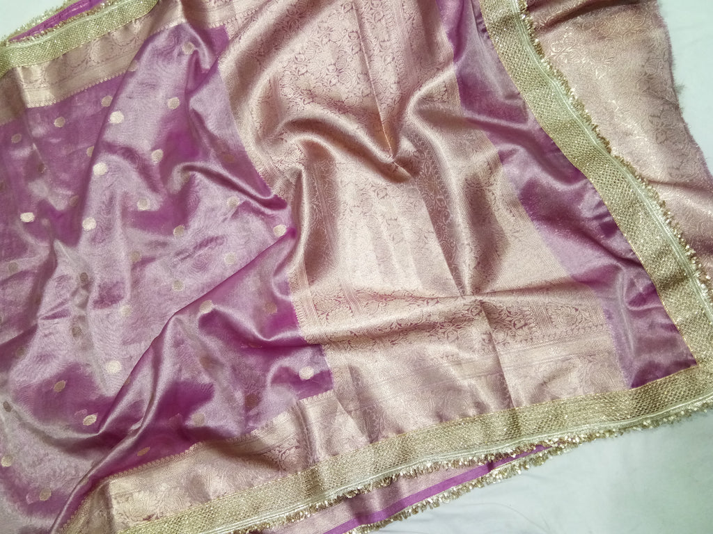 Pink Colour Tissue Saree With Gota Patti Work