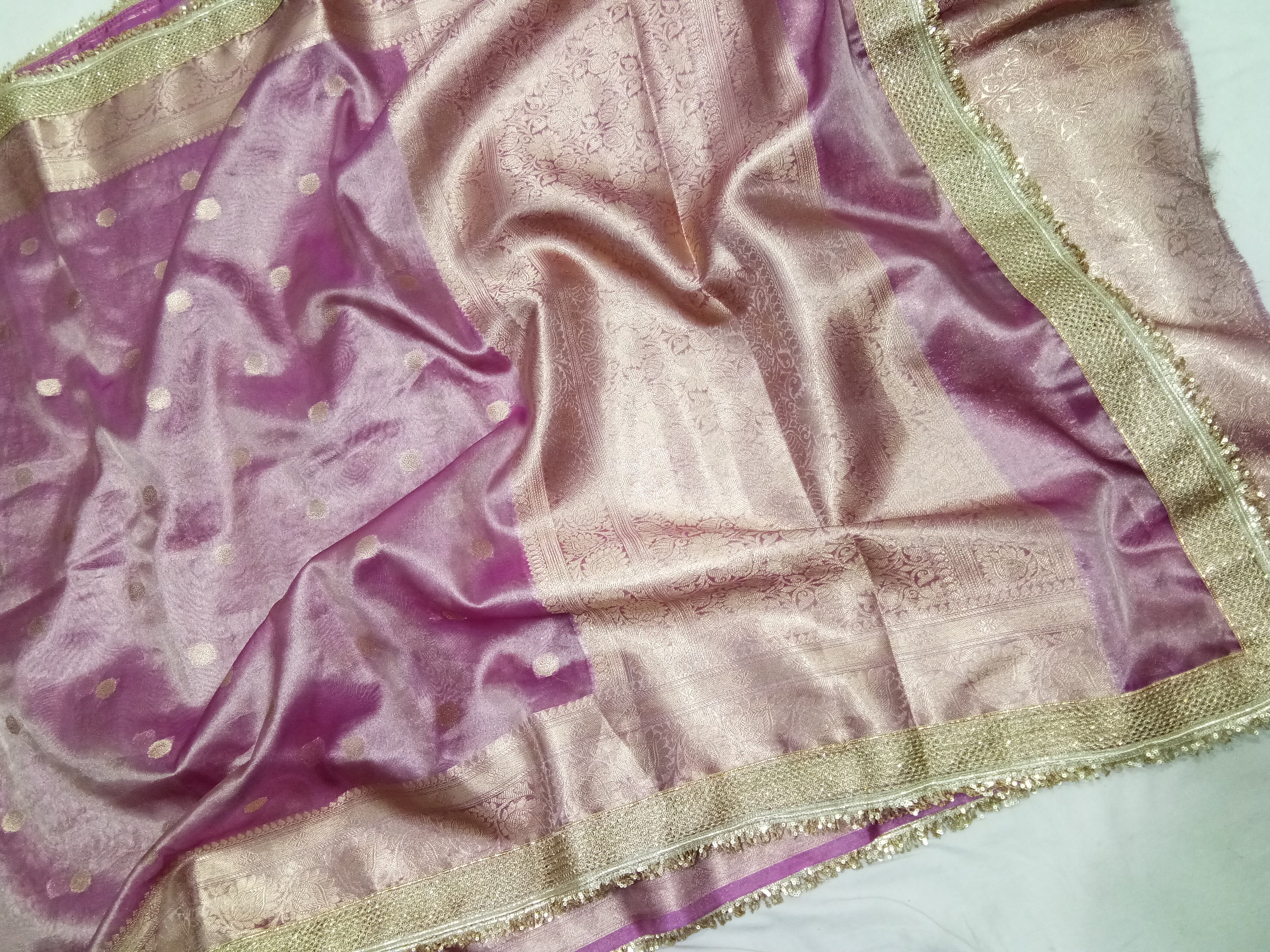 Pink Colour Tissue Saree With Gota Patti Work