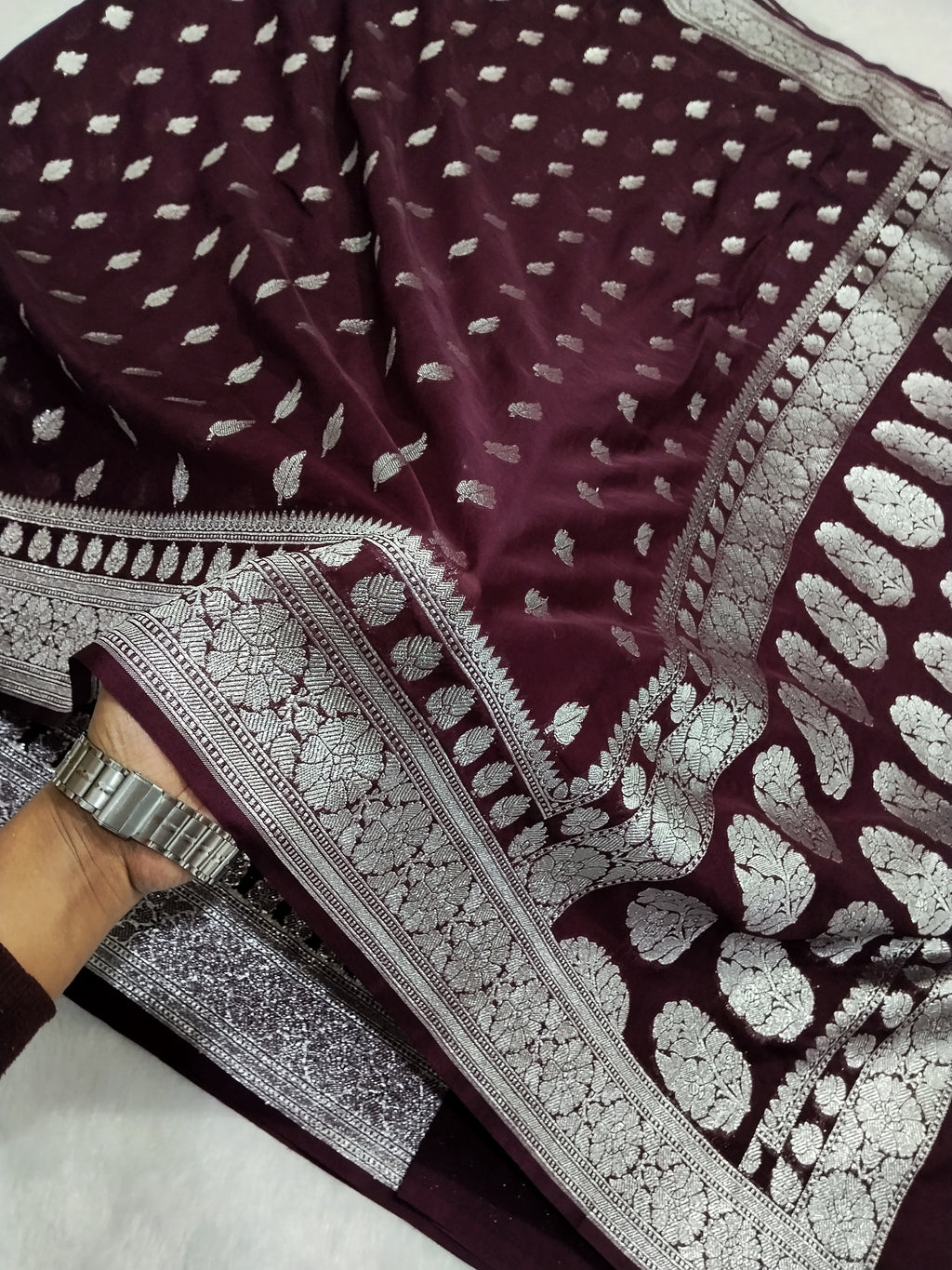 Viral Saree Coffee Brown Khaddi Georgette Saree
