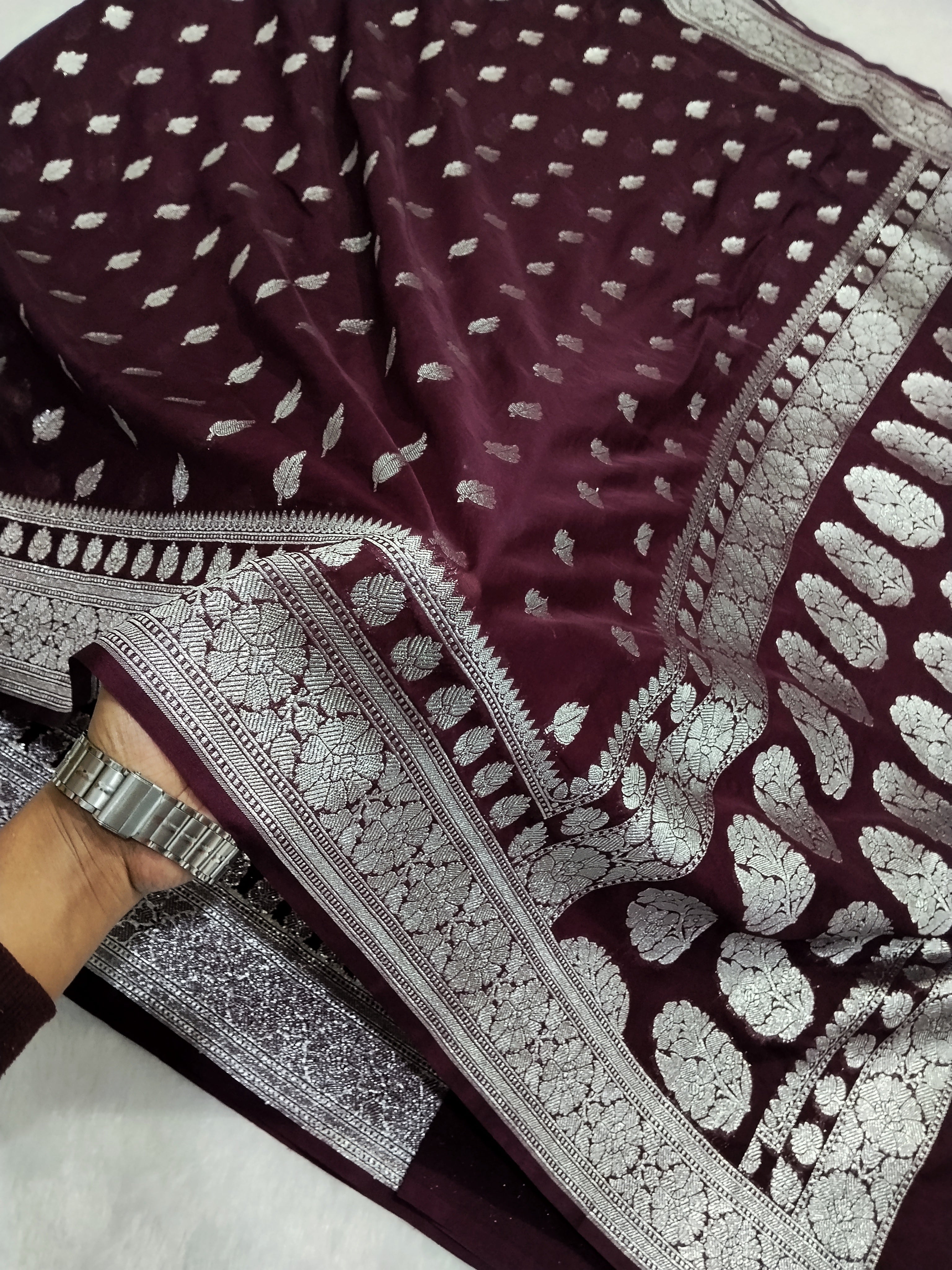 Viral Saree Coffee Brown Khaddi Georgette Saree