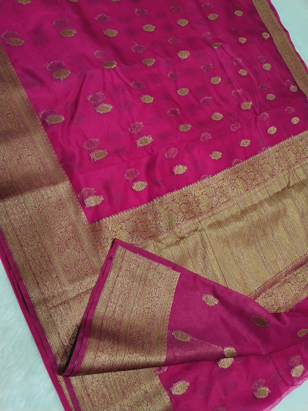 Pink Colour Banarasi Kora Organza Saree