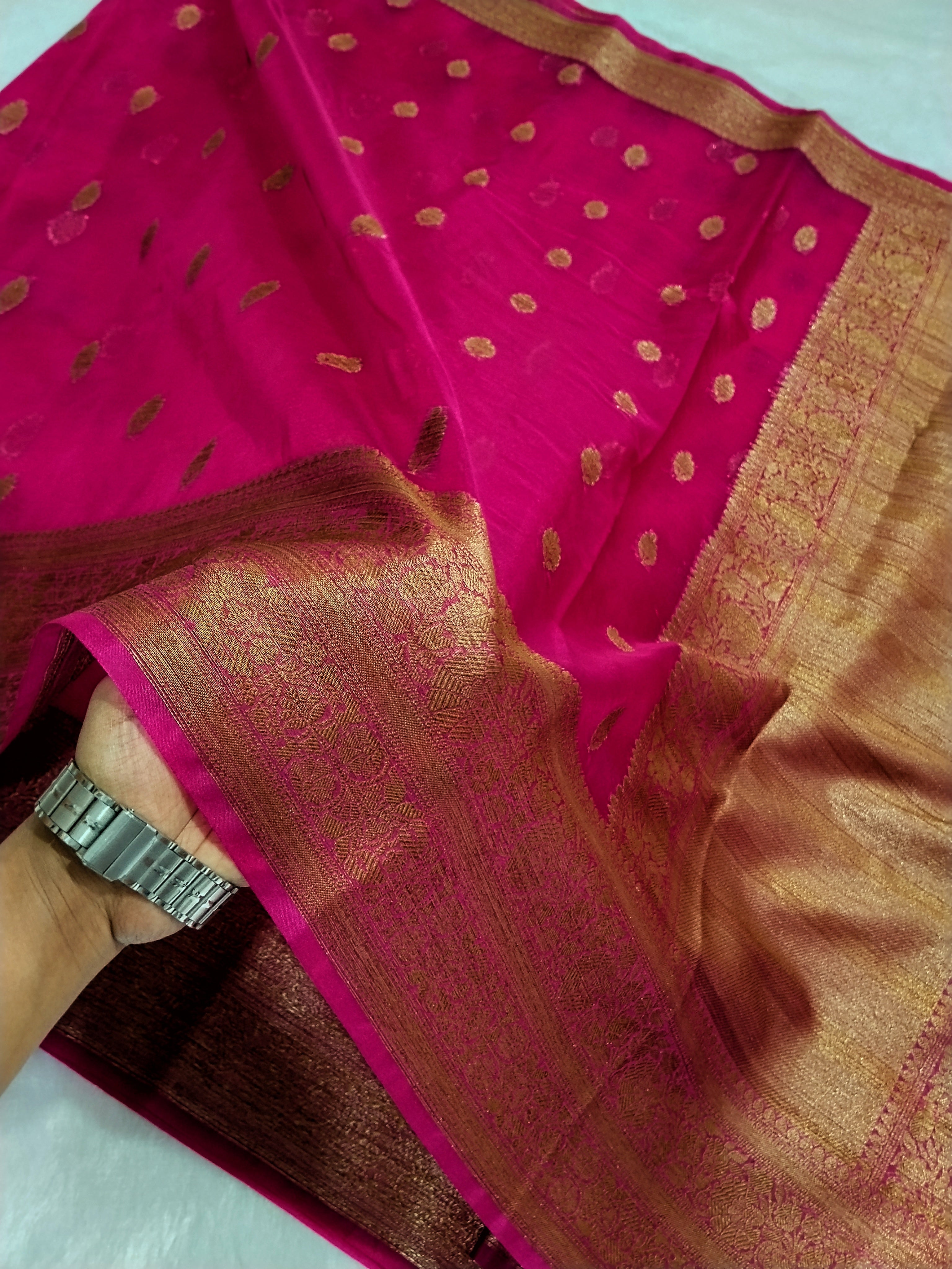 Pink Colour Banarasi Kora Organza Saree