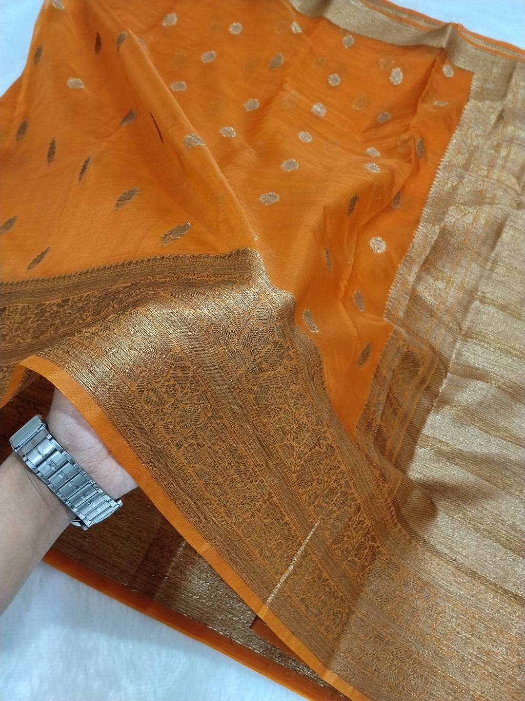 Orange Colour Banarasi Kora Organza Saree