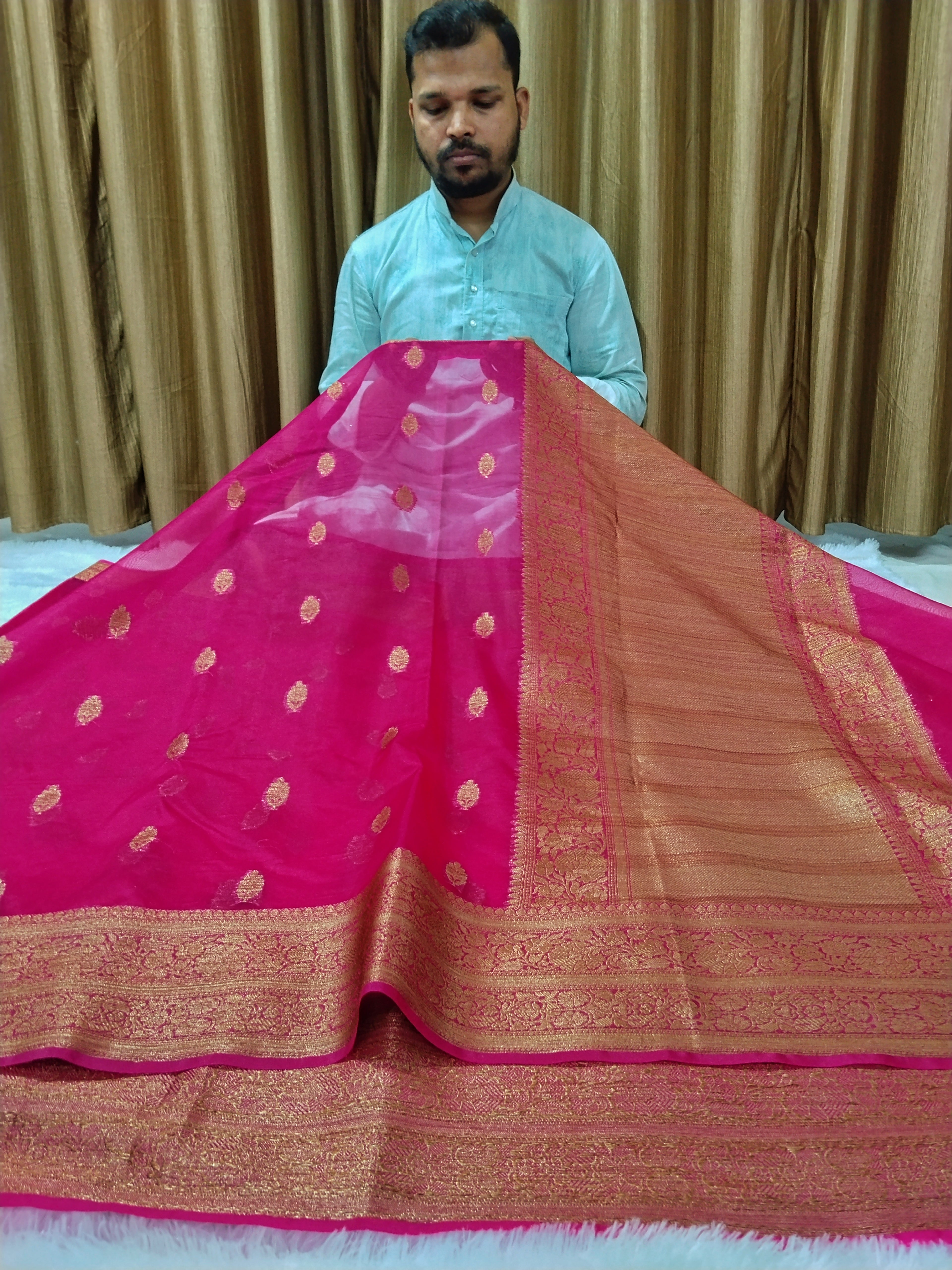 Pink Colour Banarasi Kora Organza Saree