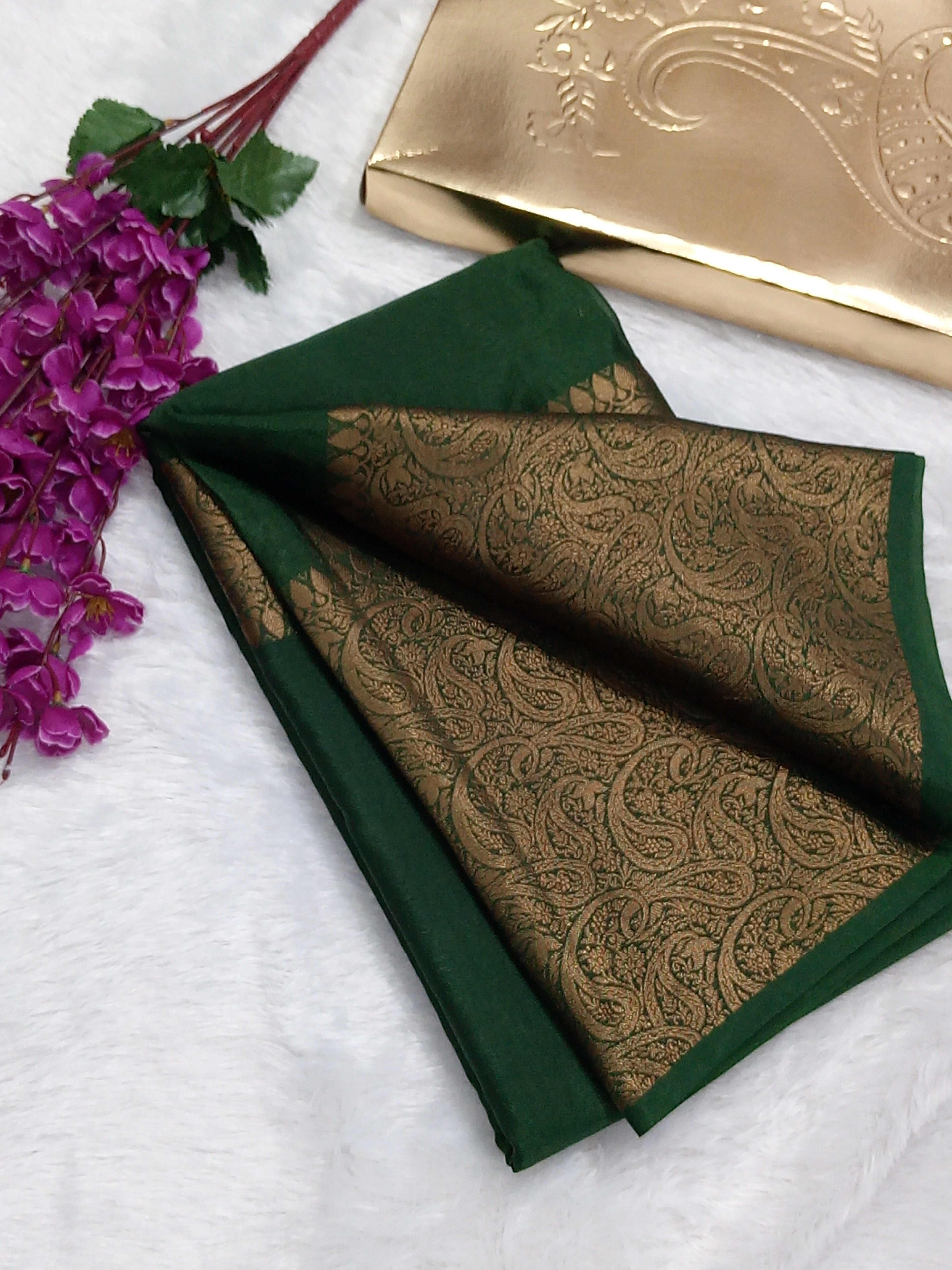 Bottle Green New Fancy Warm Silk Saree