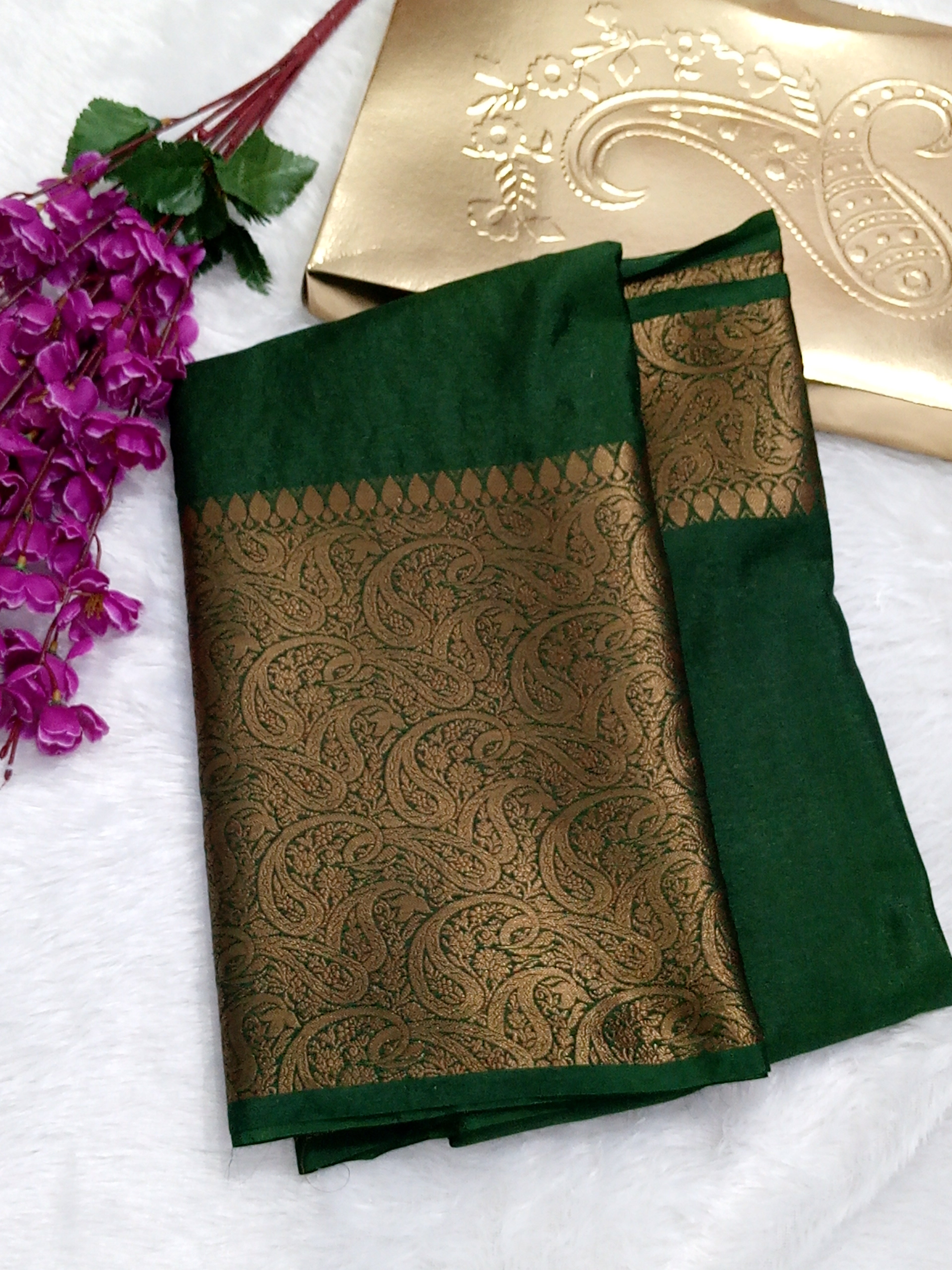 Bottle Green New Fancy Warm Silk Saree