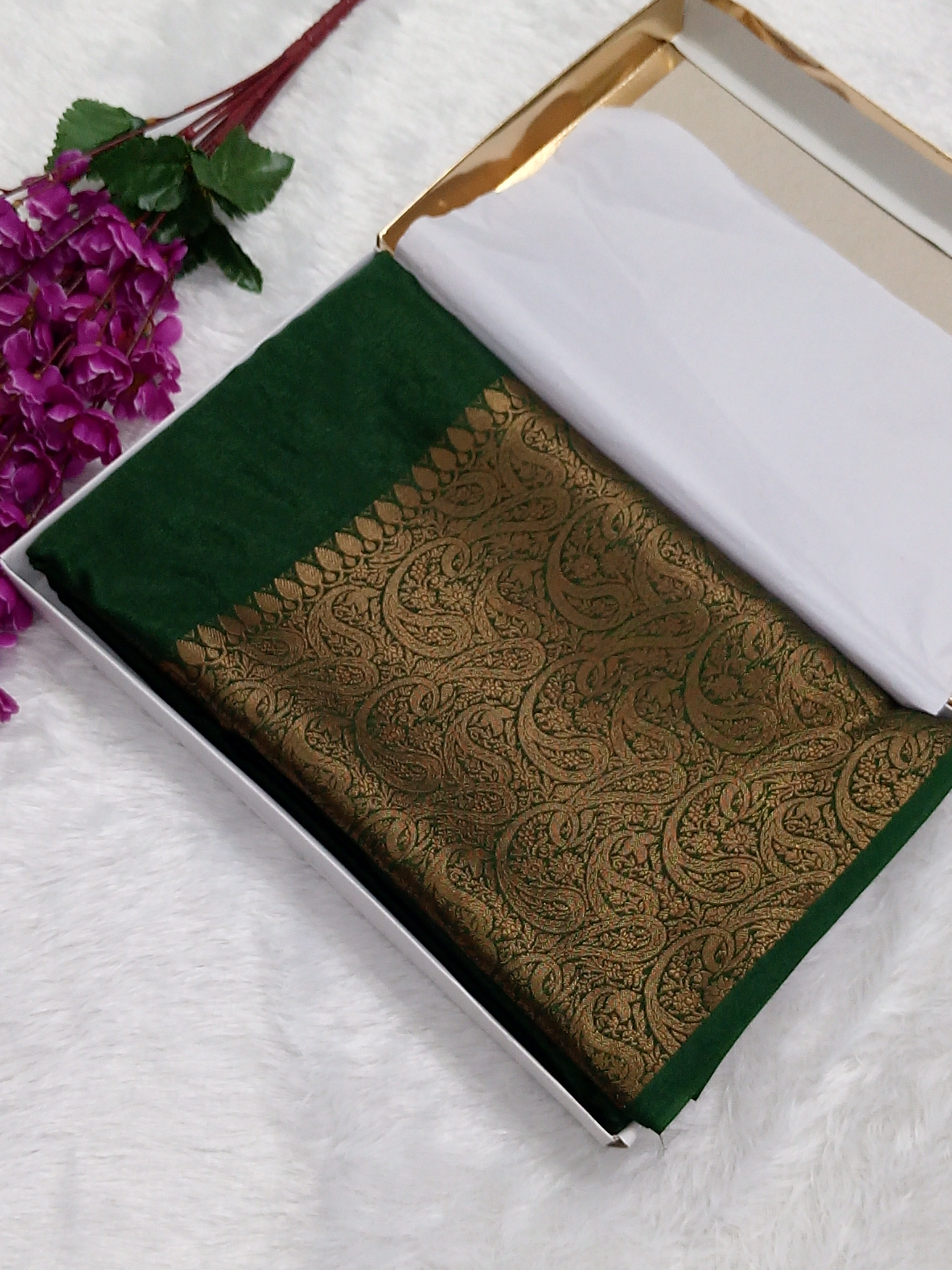 Bottle Green New Fancy Warm Silk Saree