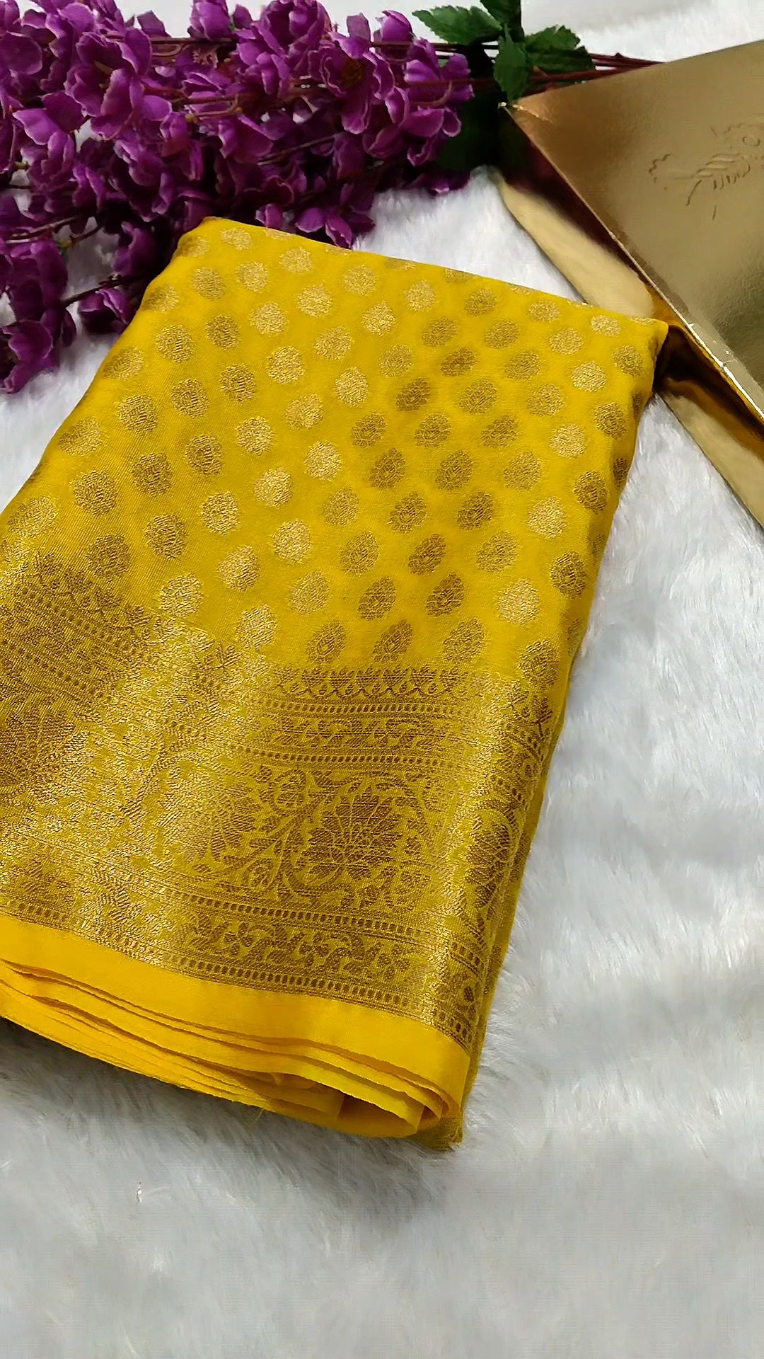 Yellow Colour Golden Zari Body Warm Silk Saree
