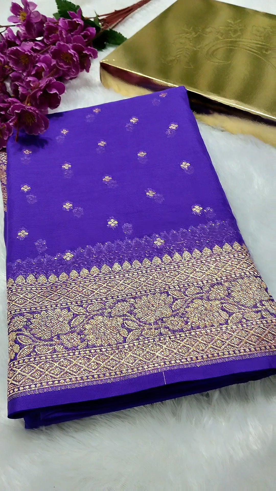 Violet Colour Zari Buti Khaddi Georgette Saree