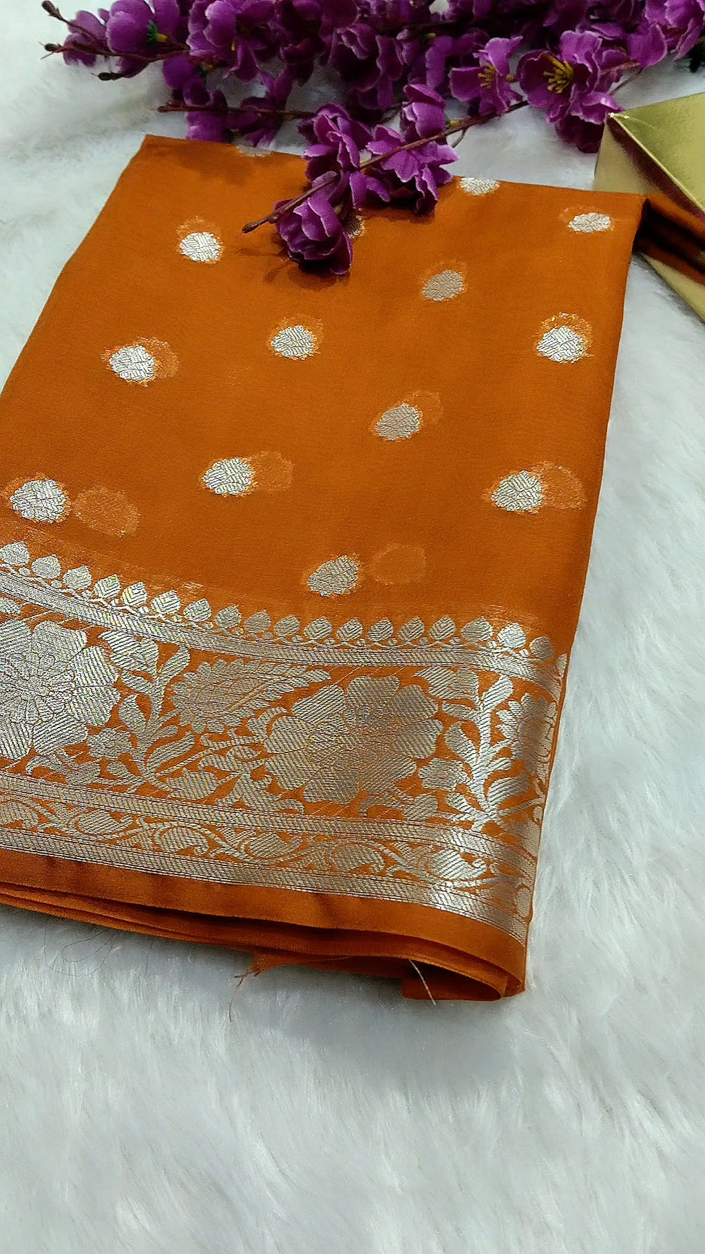 Yellow Mustard Colour Silver Zari Khaddi Georgette Saree