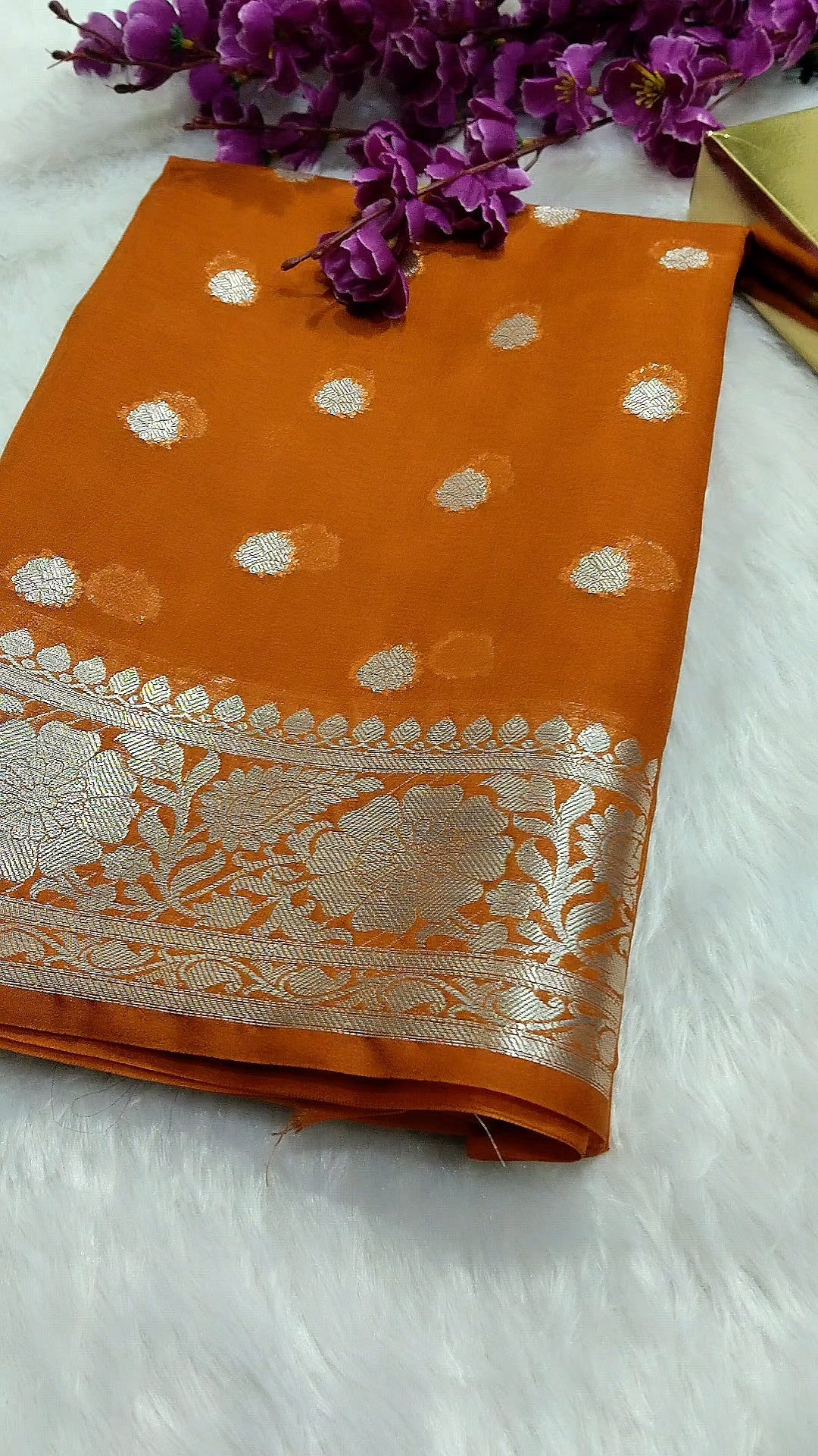 Yellow Mustard Colour Silver Zari Khaddi Georgette Saree