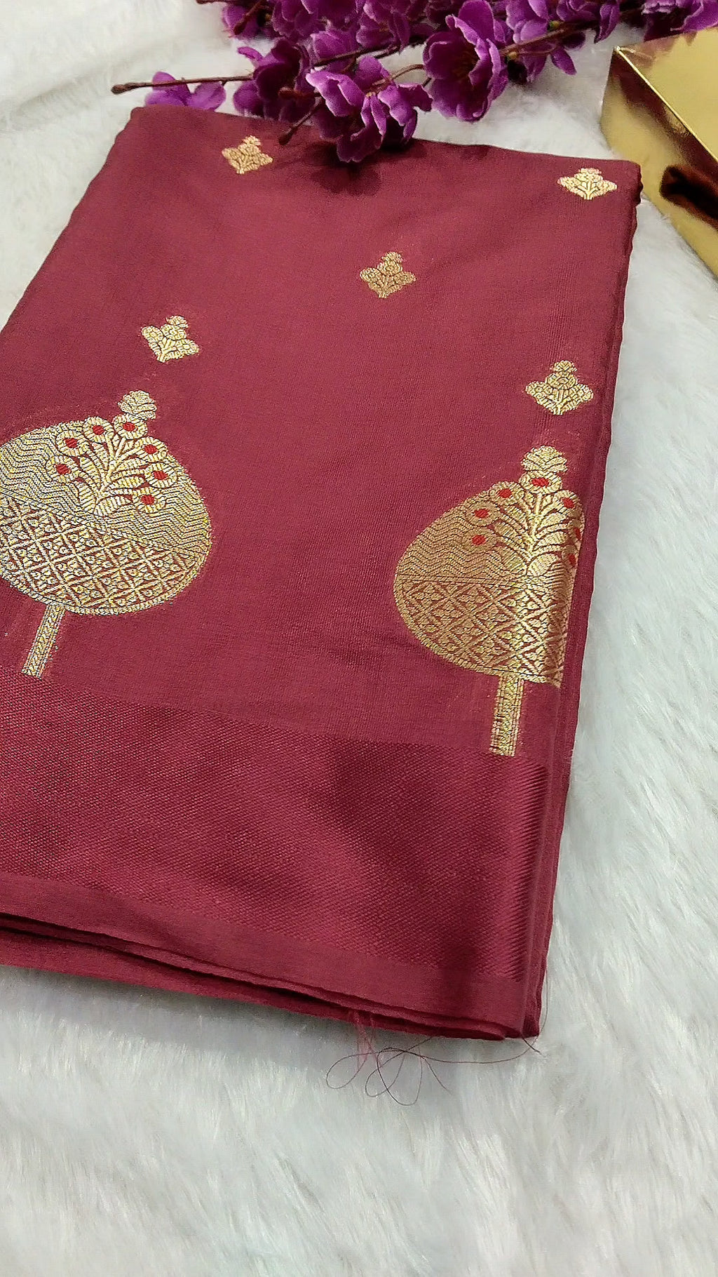 Maroon Colour Banarasi Warm Silk Saree