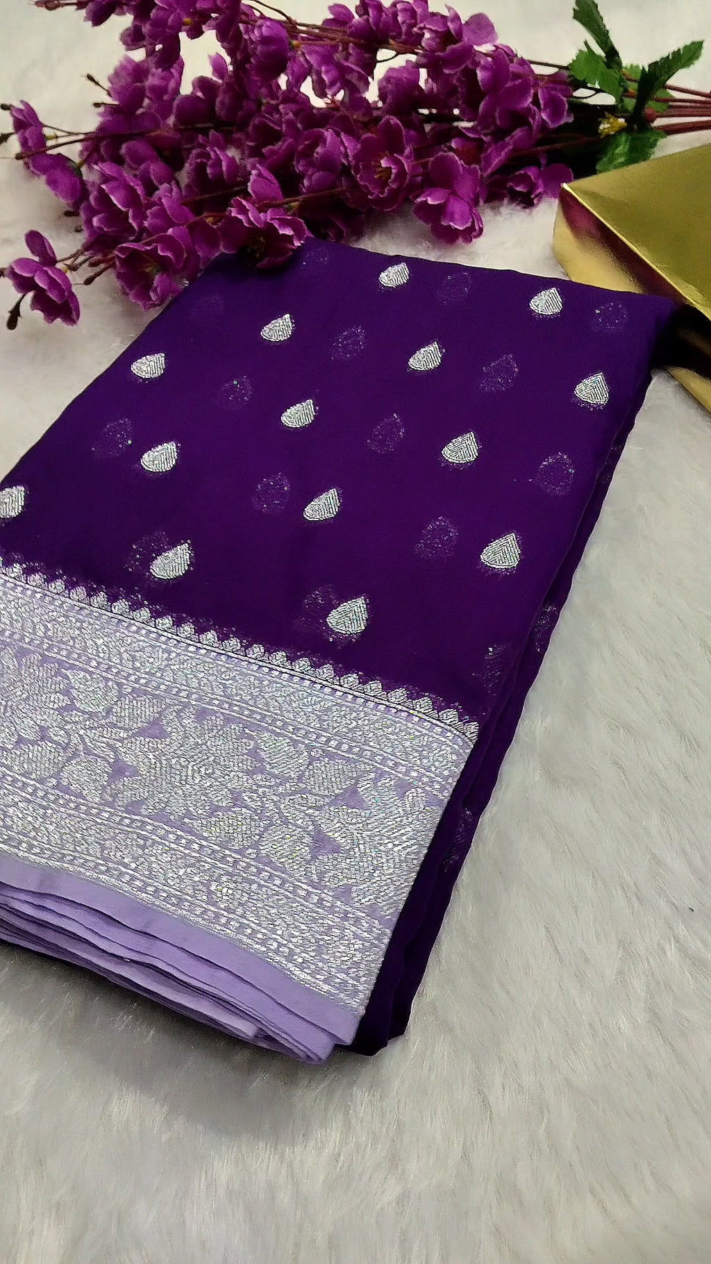 Purple And Lavender Colour Banarasi Khaddi Georgette Saree