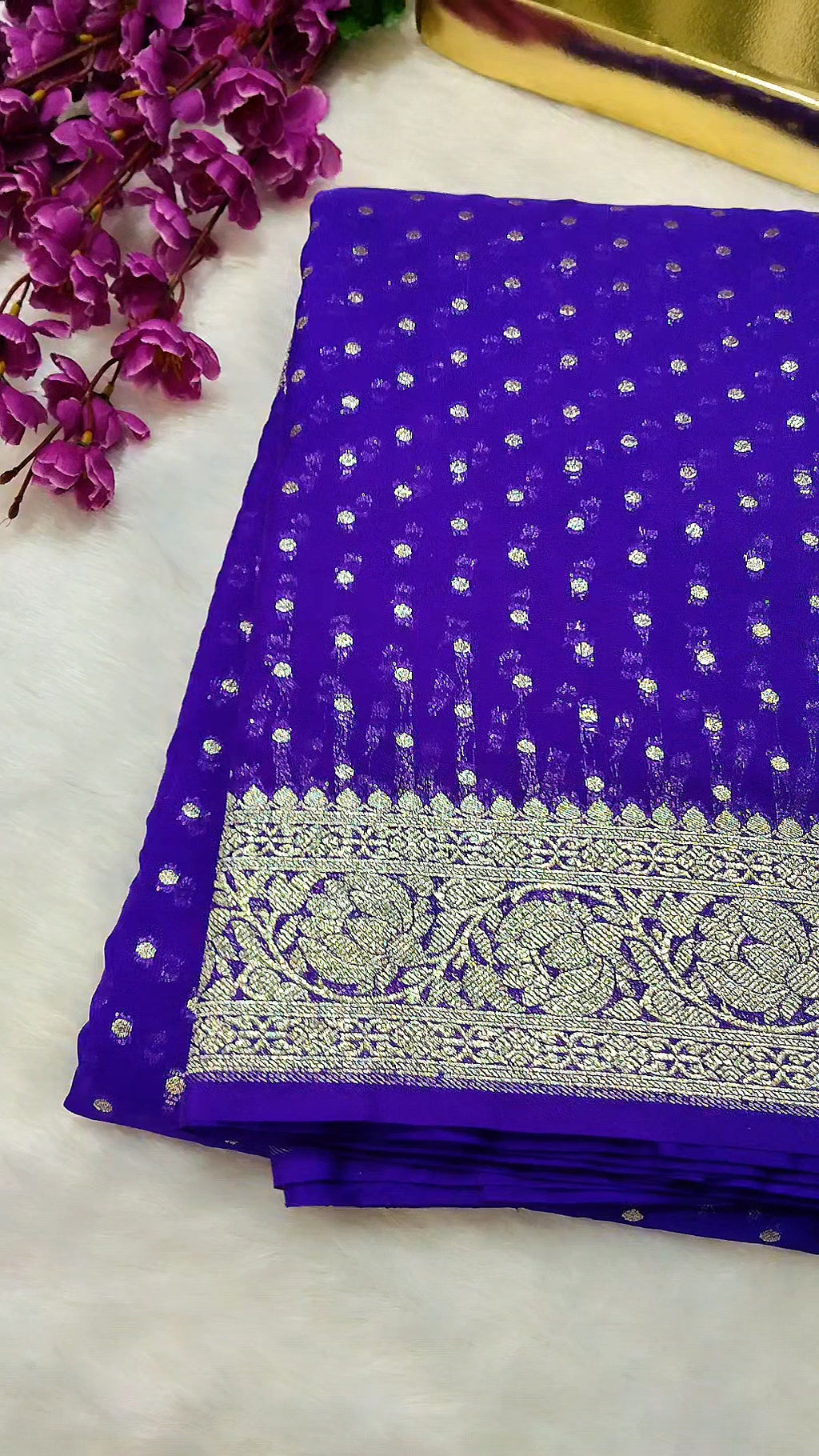 Violet Colour Banarasi Khaddi Georgette Saree