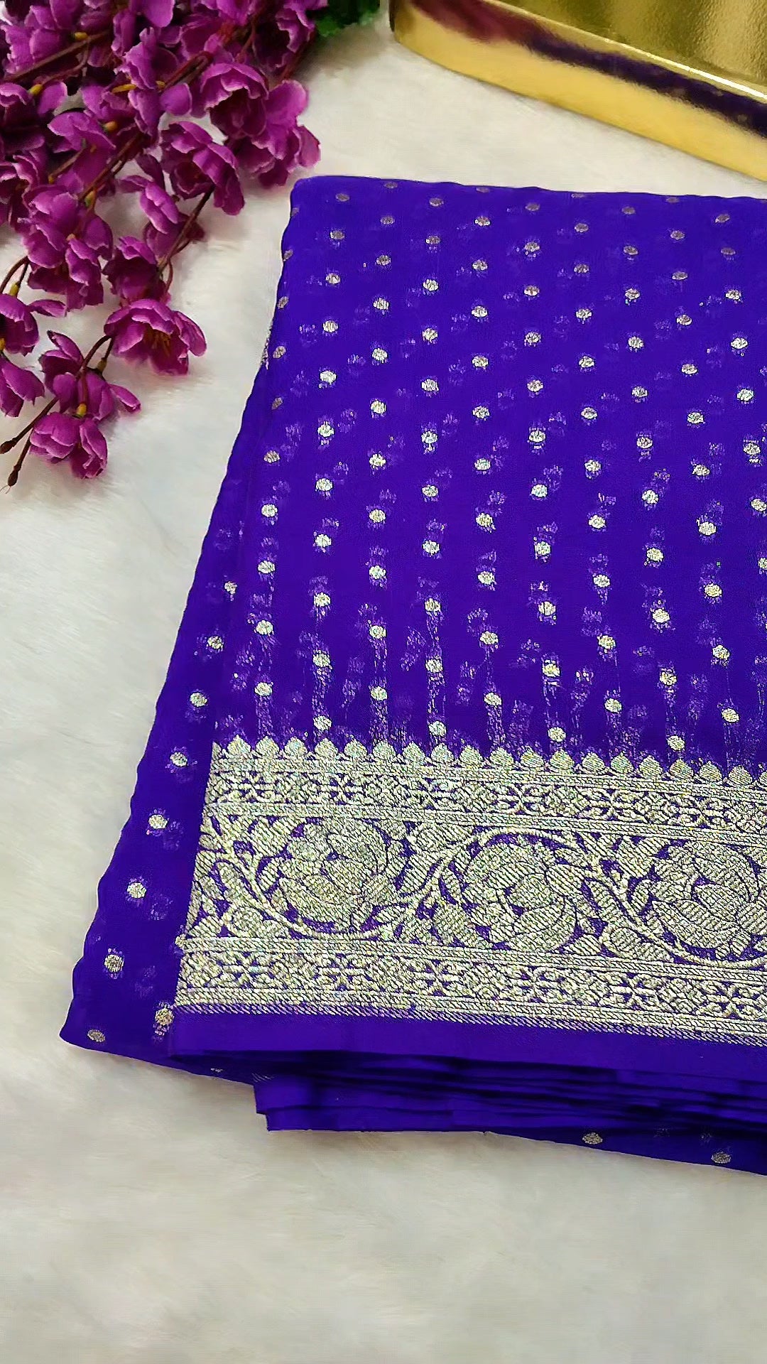 Violet Colour Banarasi Khaddi Georgette Saree