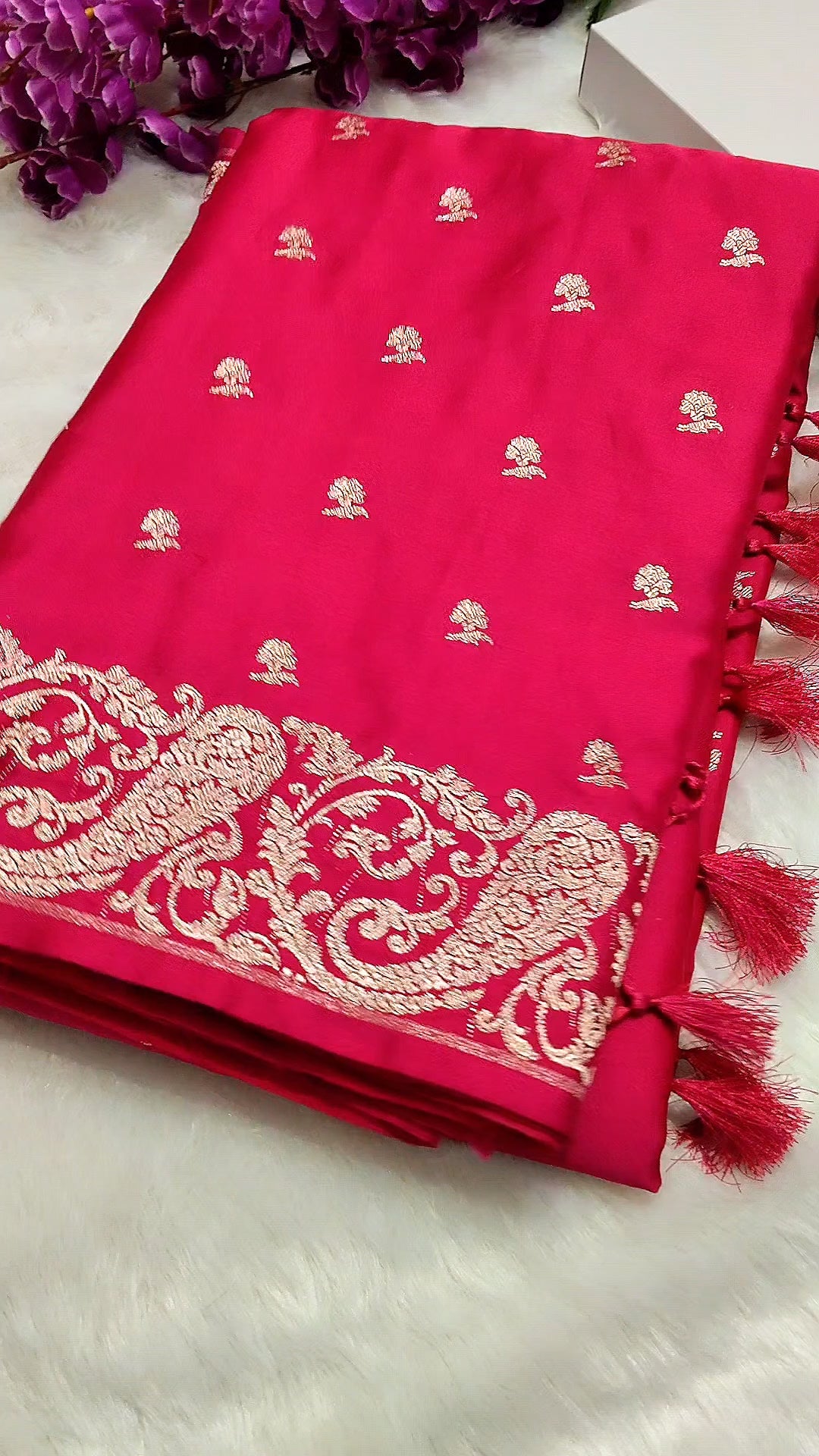 Rose Pink Colour Best Banarasi Mashru Silk Saree With Buti Design