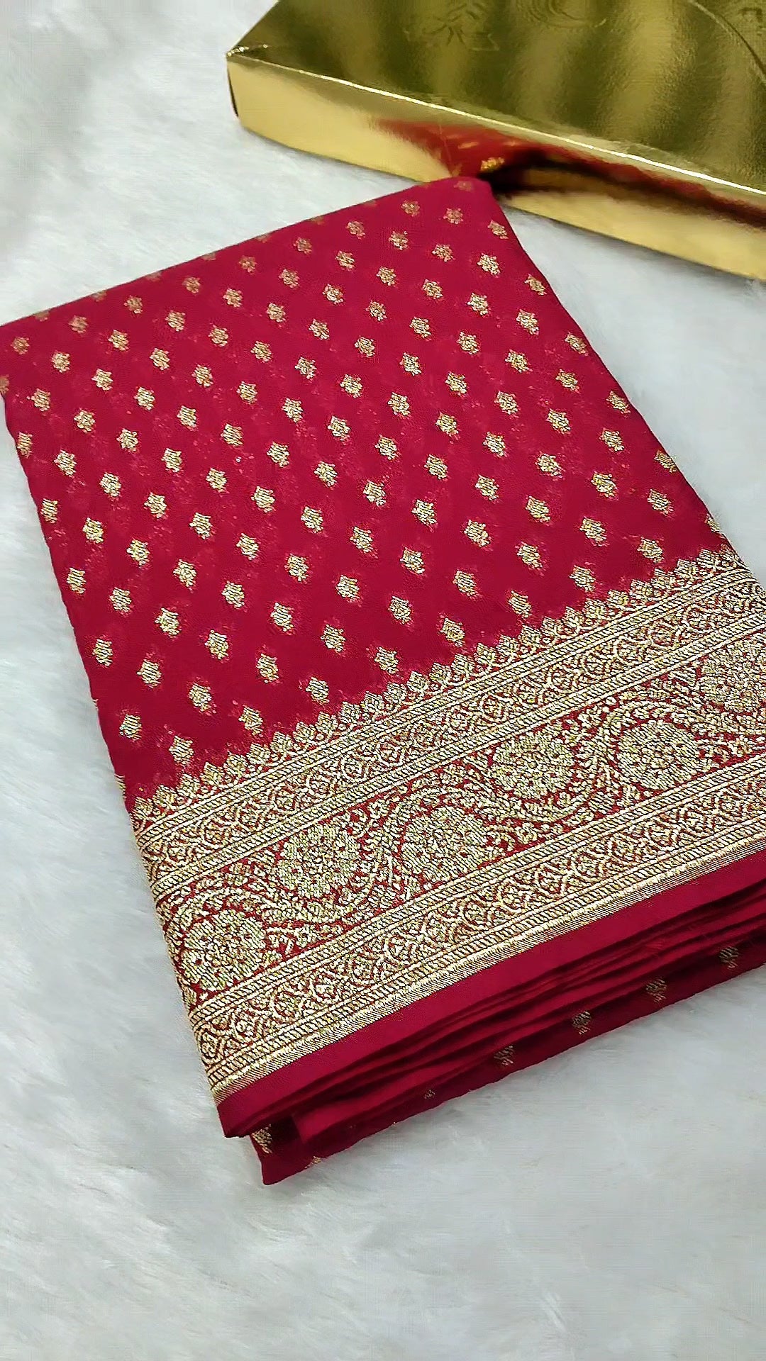 Pink Colour Zari Buti Khaddi Georgette Saree