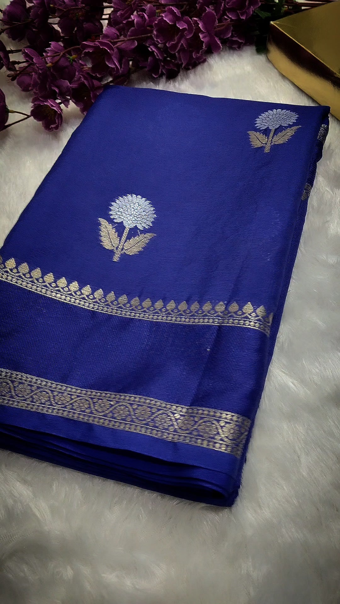 Navy Blue Colour Banarasi Warm Silk Saree With Mina Buta