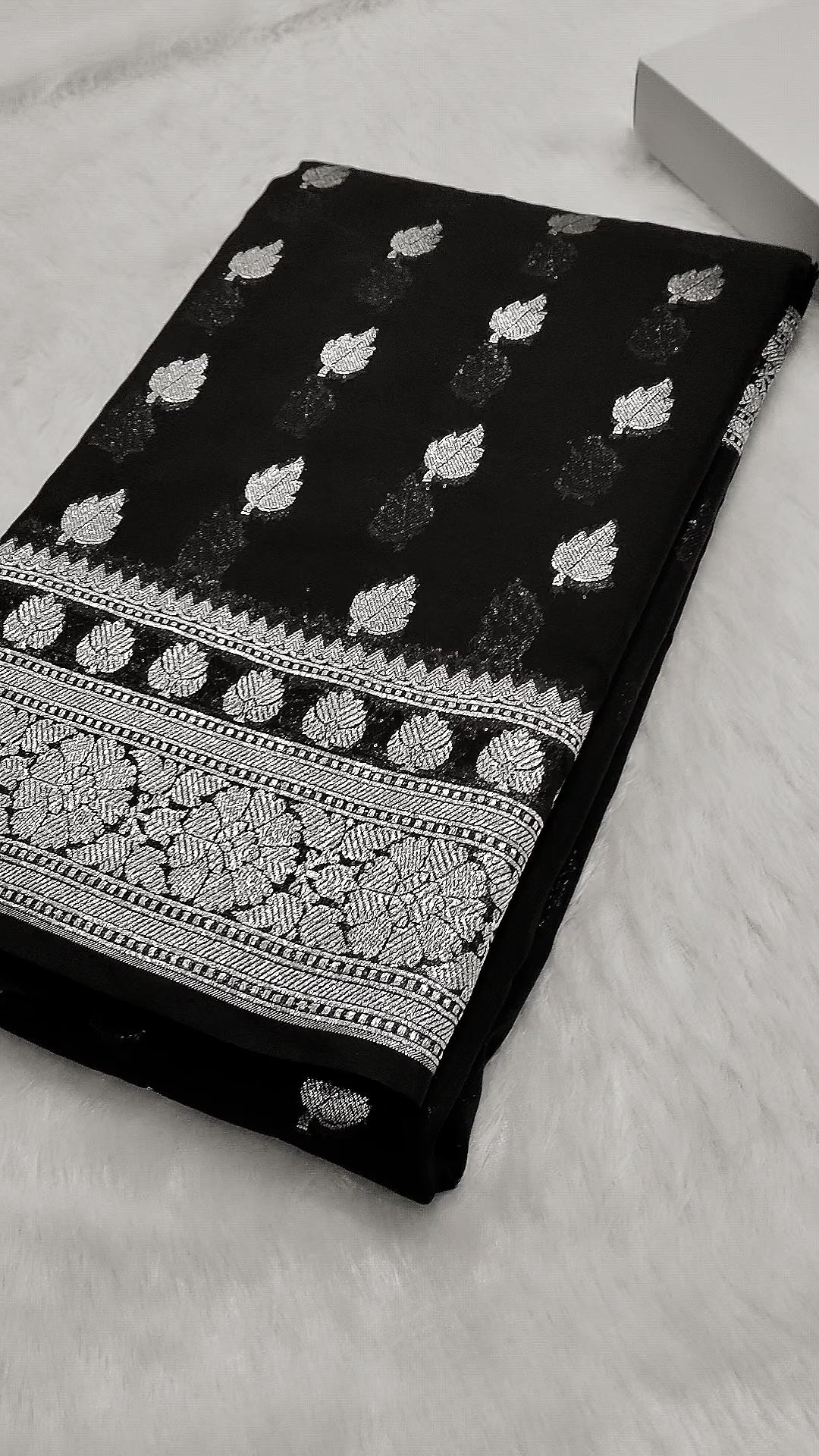 Viral Jet Black Color Khaddi Georgette Saree