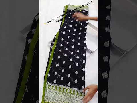 Black And Green Colour Banarasi Katan Georgette Saree