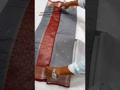 Grey And Maroon Colour Banarasi Moonga Silk Saree