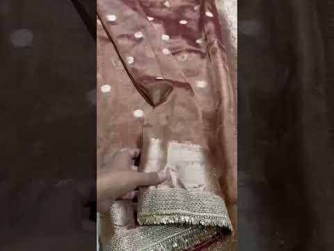 Light Brown Colour Tissue Saree With Gota Patti Work