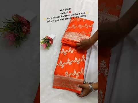 Fanta Orange Wedding Banarasi Mashru Silk Saree
