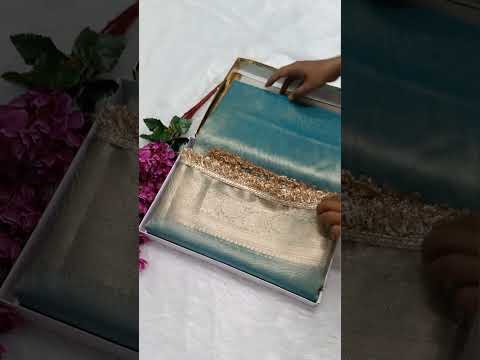 Firozi Colour Tissue Plain Body Saree With Gota Patti Work