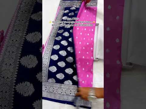 Pink And Navy Blue Semi Georgette Saree
