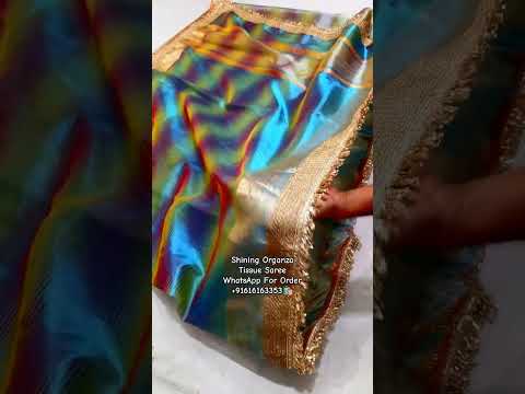 Shaded Colour Tissue Saree With Gota Patti Work