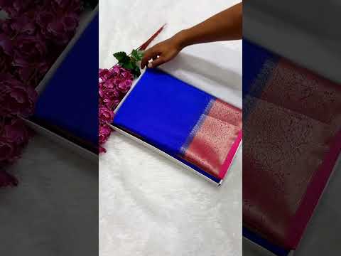 Royal Blue And Red Colour Plain Body Warm Silk Saree