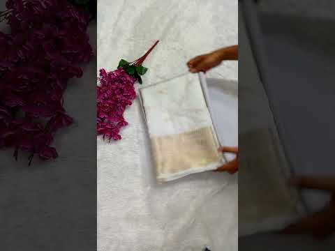 Golden Zari White Moonga Silk Saree