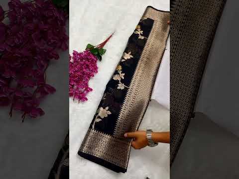 Jet Black Viral Banarasi Khaddi Georgette Saree
