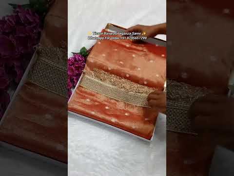 Orange Colour Kora Organza Tissue Saree With Gota Patti Work