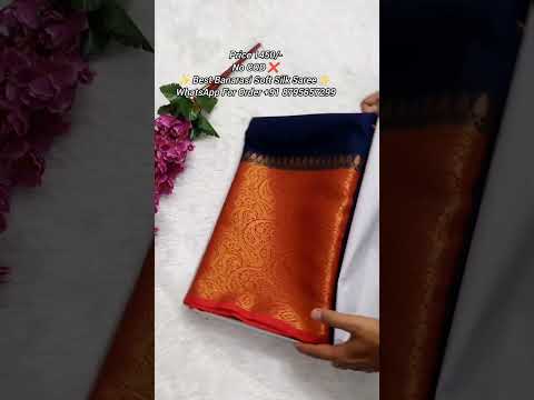 Navy Blue And Red Colour Plain Body Warm Silk Saree