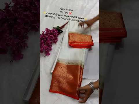 Red And White Banarasi Warm Silk Saree