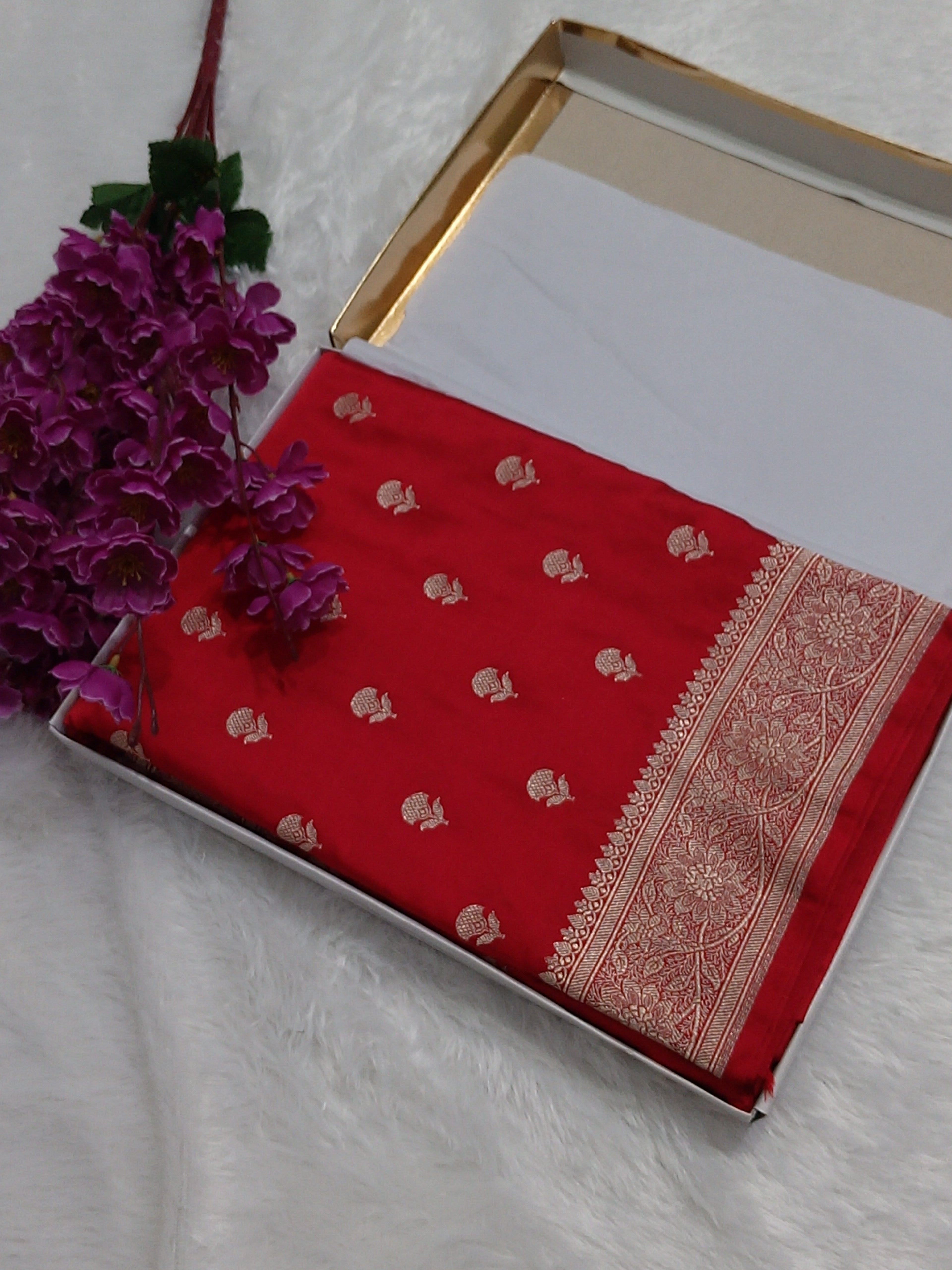 Red Color Banarasi Mashru Silk Saree