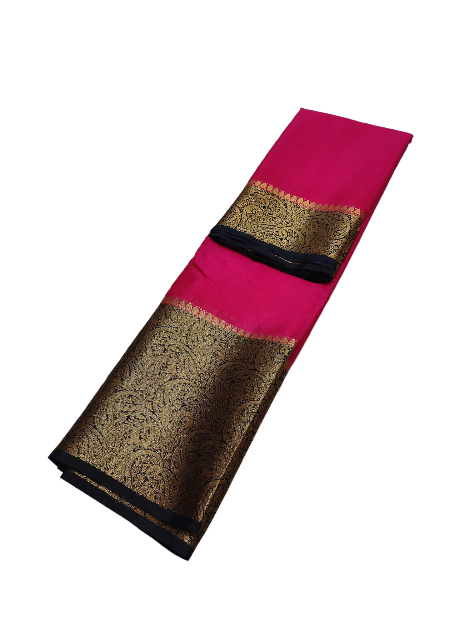 Pink And Black Colour Plain Body Warm Silk Saree