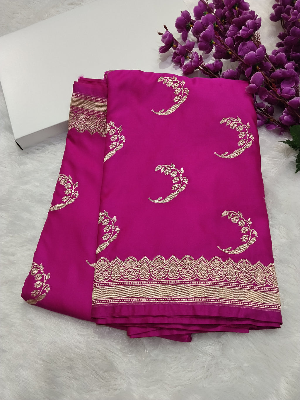 Pink Colour Banarasi Mashru Silk Saree With Buti Design