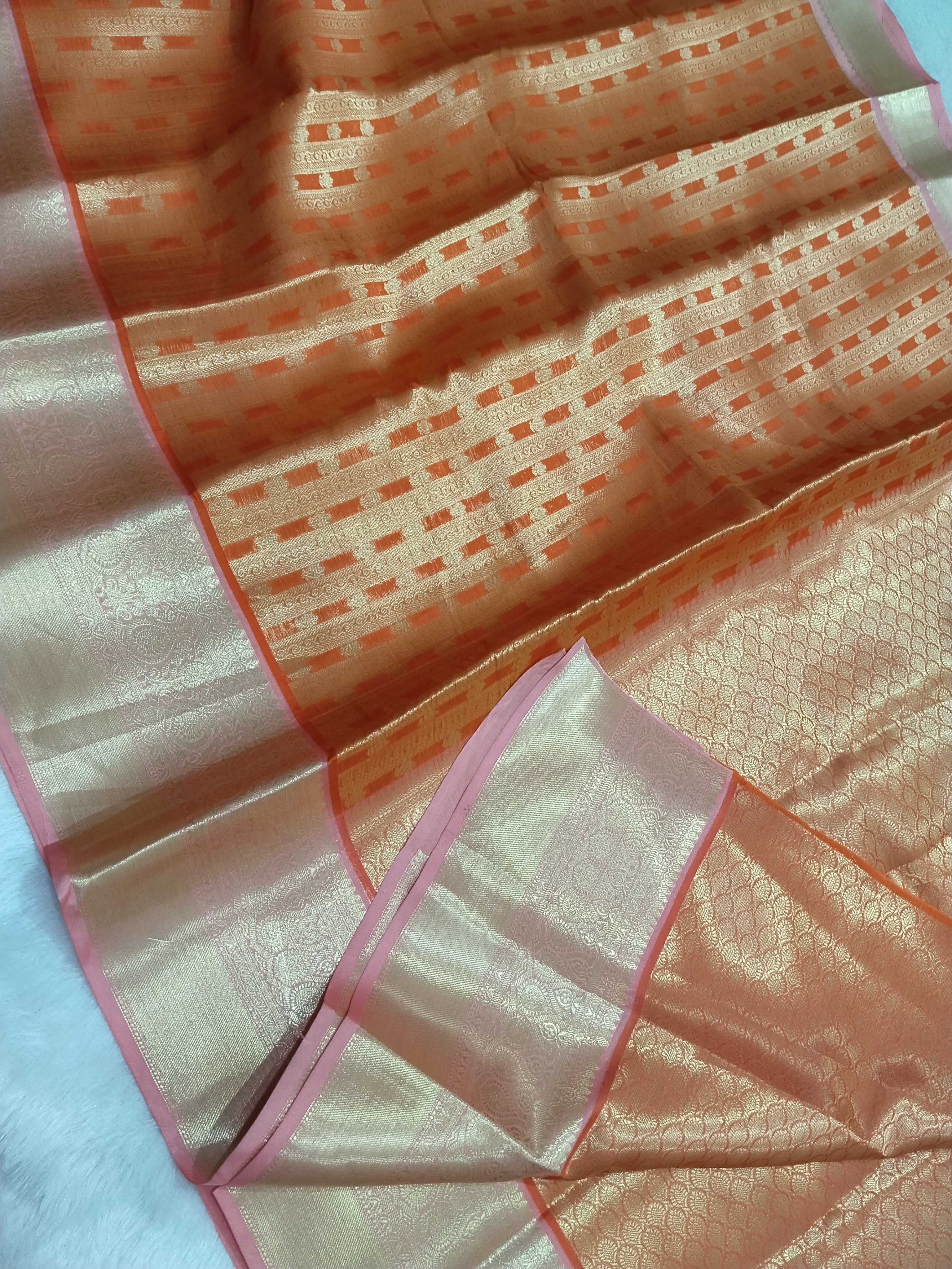 Fancy Banarasi Tissue Brocade Saree Double Zari Woven