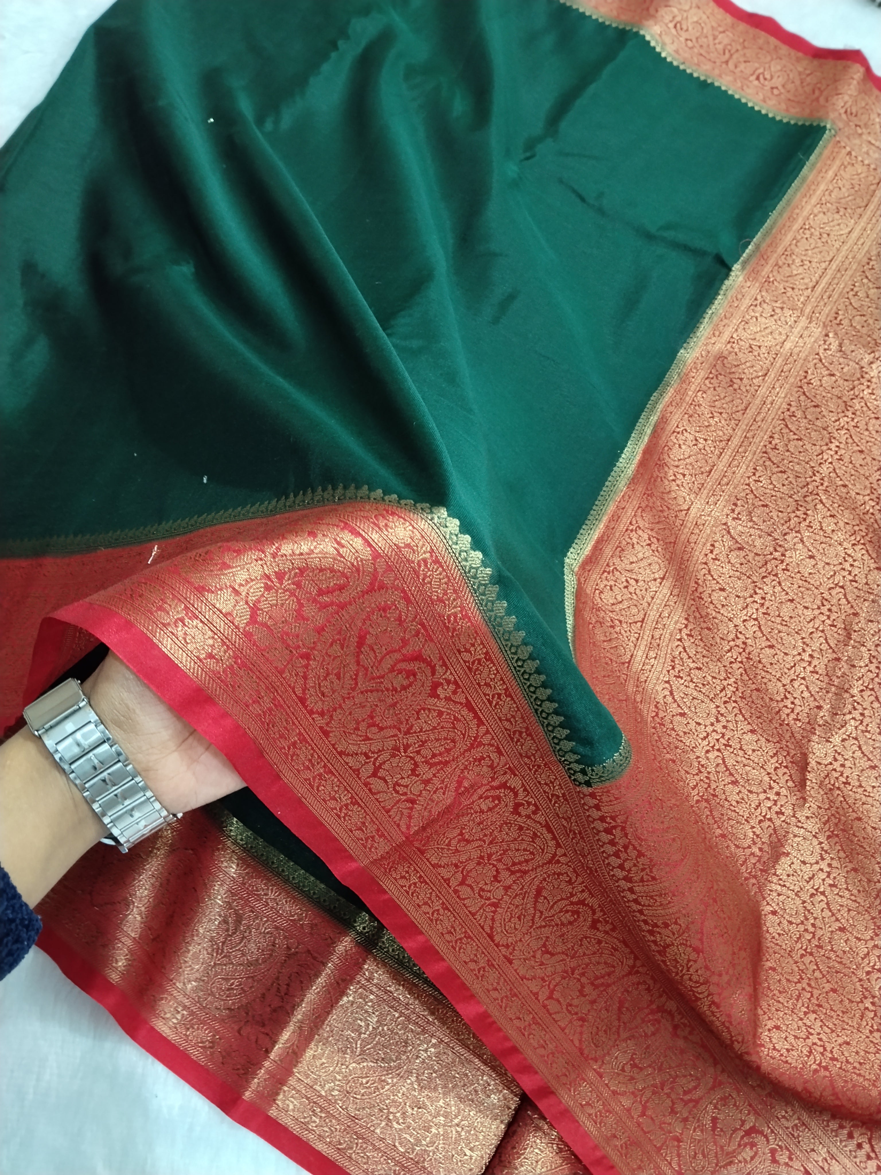 Bottle Green Party Wear Soft Warm Silk Saree