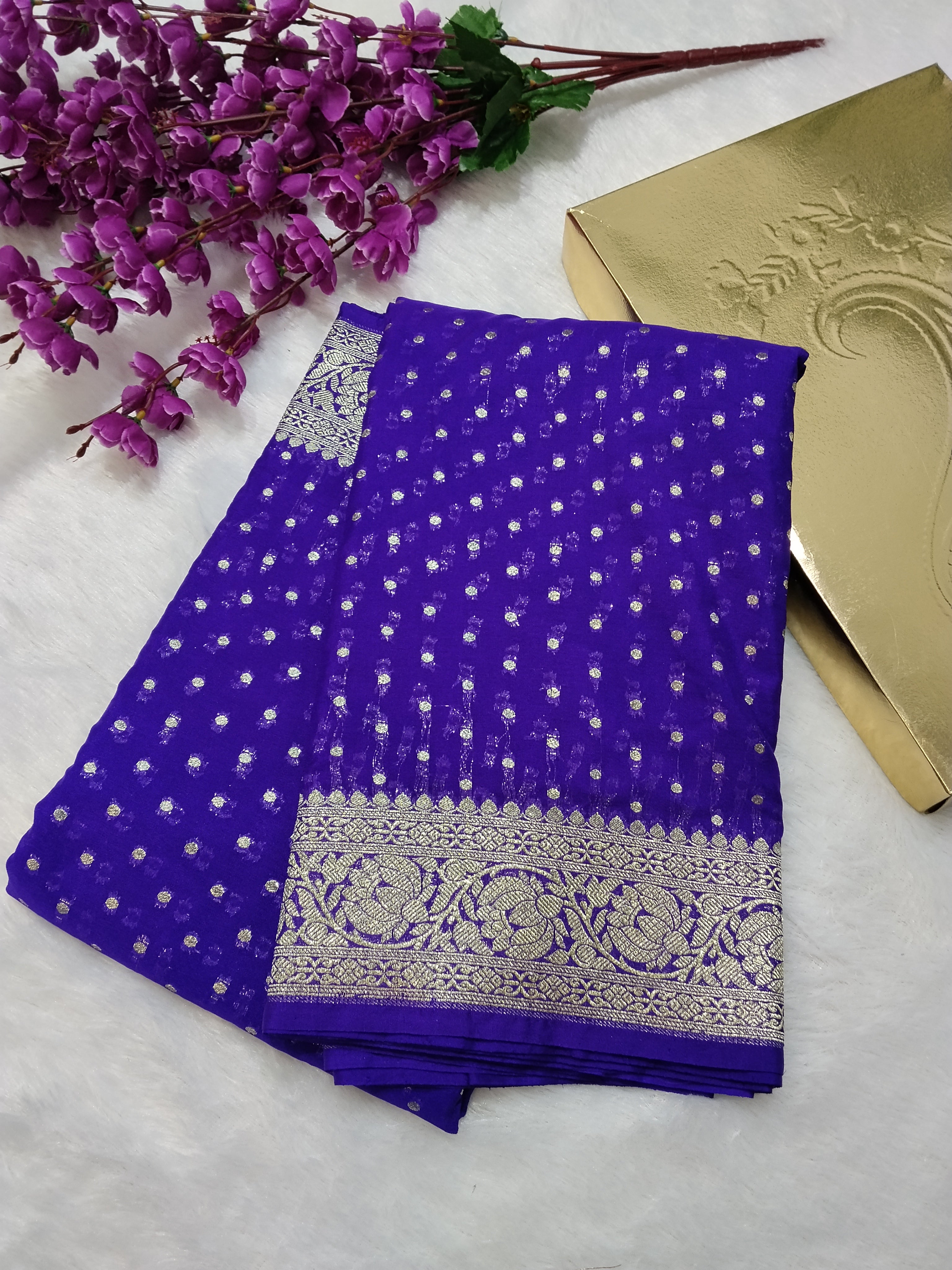 Violet Colour Banarasi Khaddi Georgette Saree